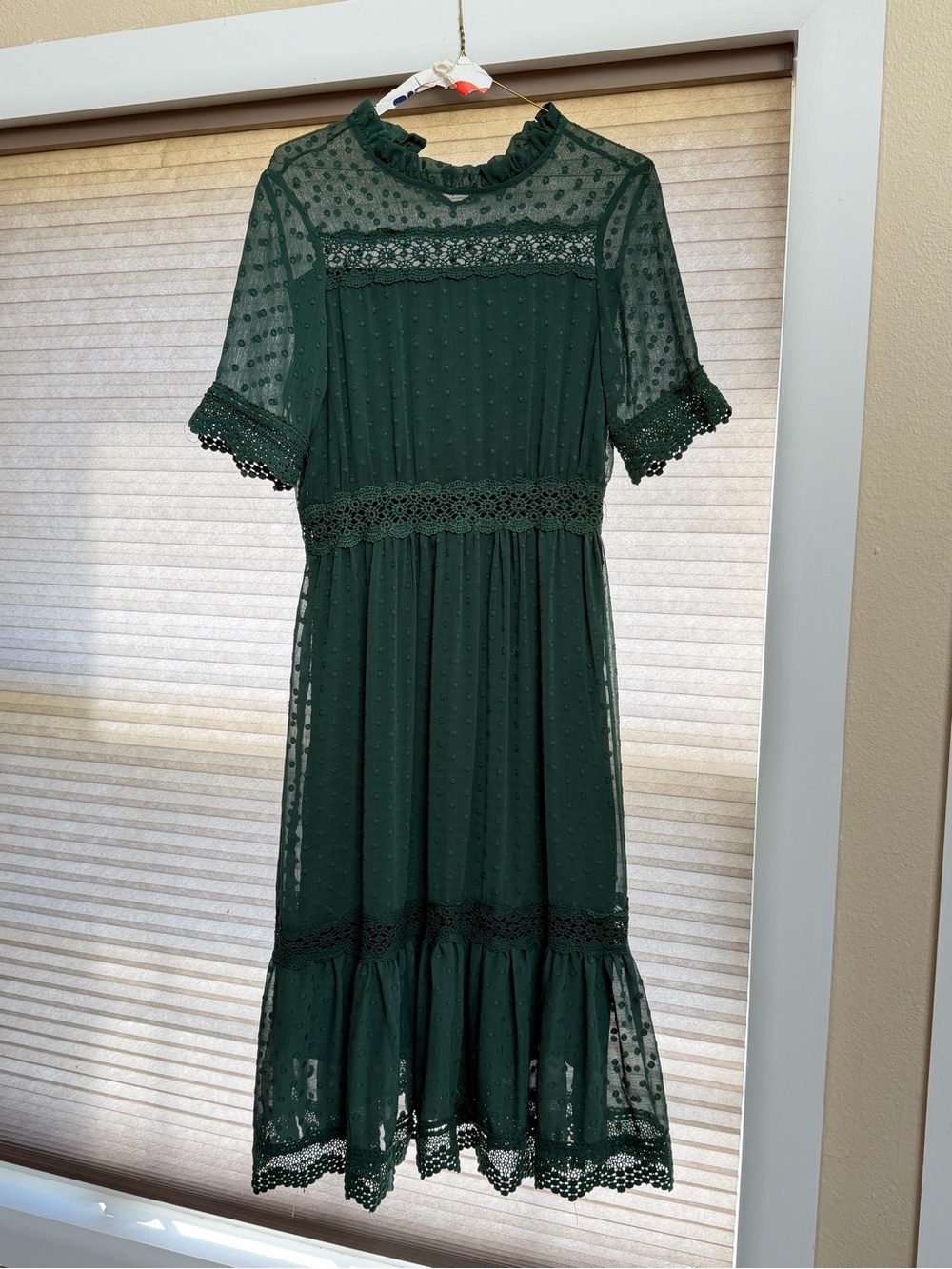Zara Forest Green Lace Midi Maxi Dress